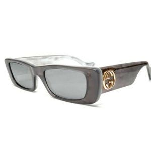 Gucci Women's Grey White and Silver Sunglasses!